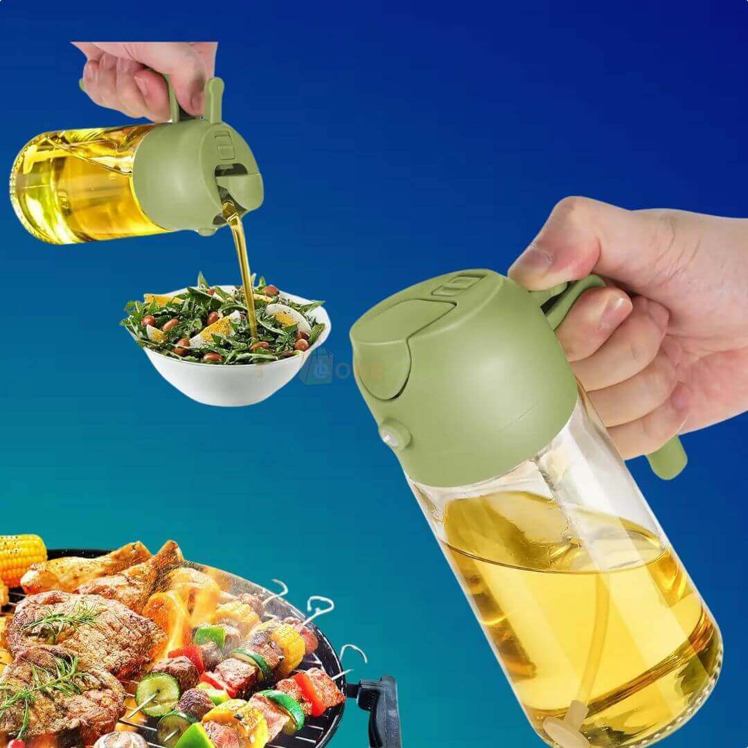 2in1 Oil Sprayer Glass Bottle